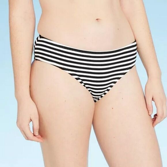 Women's New Cheeky Striped Bikini Swimsuit Bottoms M - Picture 5 of 7